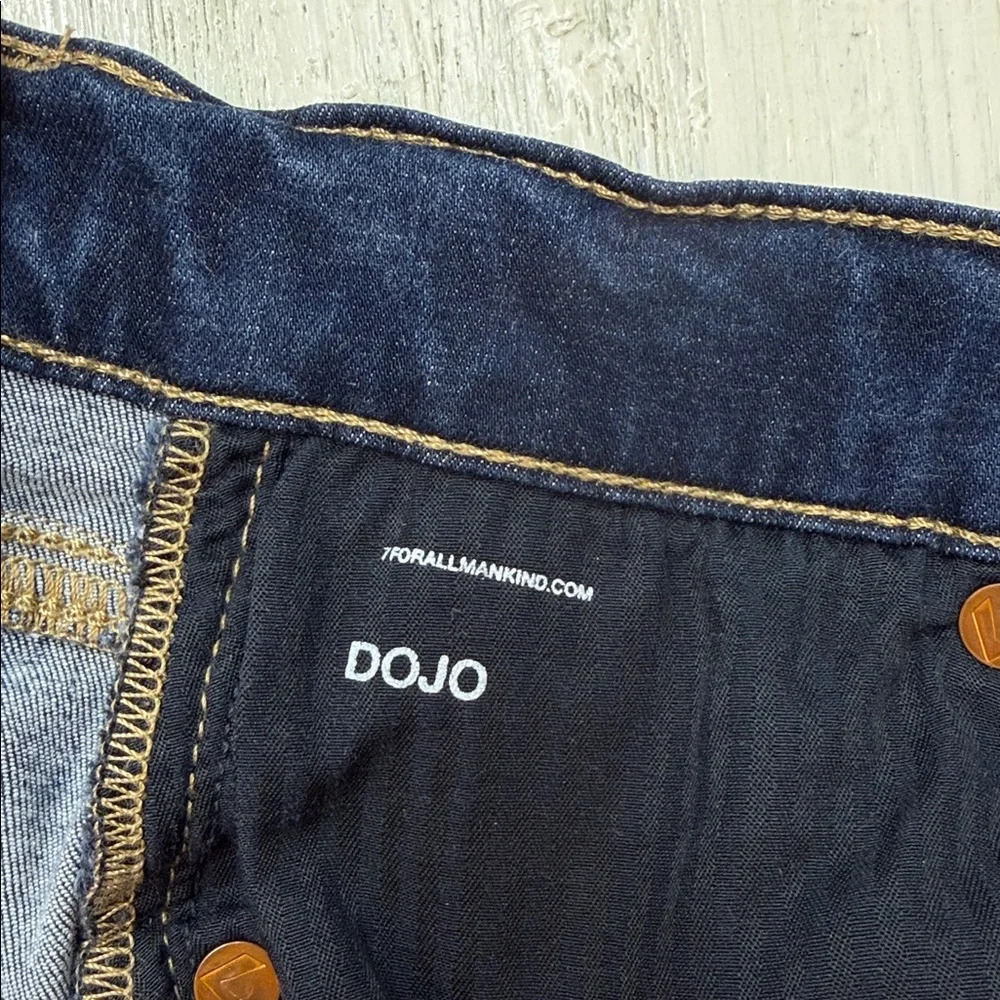 7 For All Mankind Tailorless Slim Illusion Dojo in Indigo Wide Leg Jeans Sz 25 - Picture 8 of 16